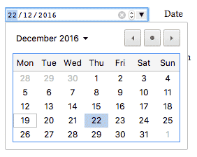 A datepicker in Chrome desktop