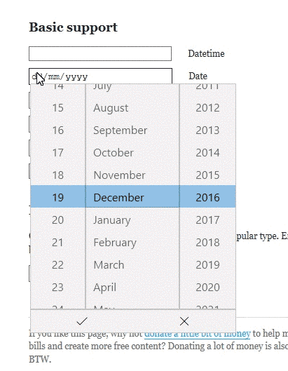 An animated GIF of the MS Edge datepicker.