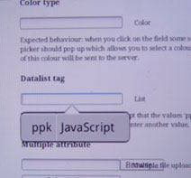 Datalist interface in Firefox Mobile