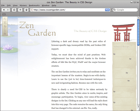 CSS Zen Garden in Safari 3.0 Windows