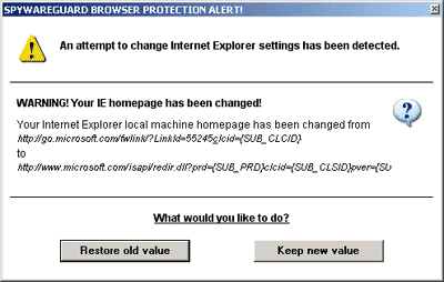 Message about IE settings