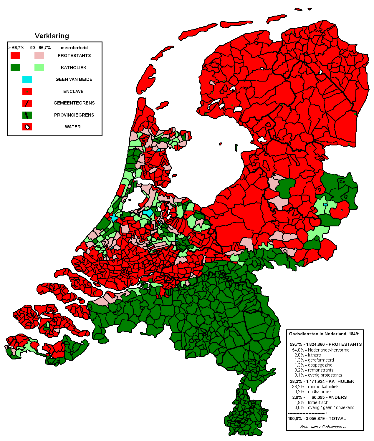 Religious map of the Netherlands